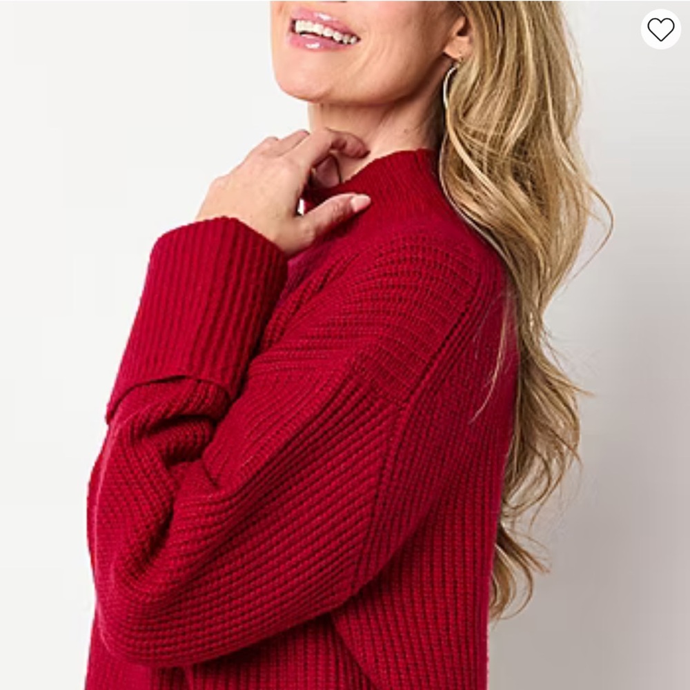 Liz Claiborne Women's Mock Neck Red Sweater - Picture 4 of 15